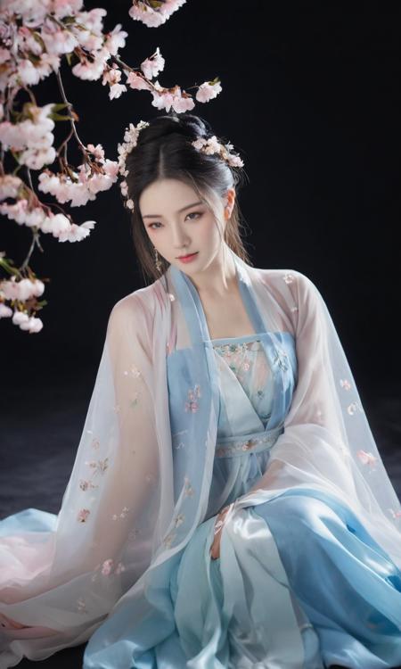 06961-61822589-a woman in a blue period dress sitting on the ground,traditional attire,hanfu,cherry blossoms,serene expression,seated pose,ethe.png